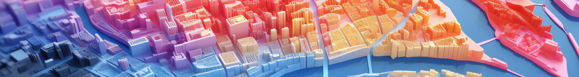 A computer coloured heatmap image of a city